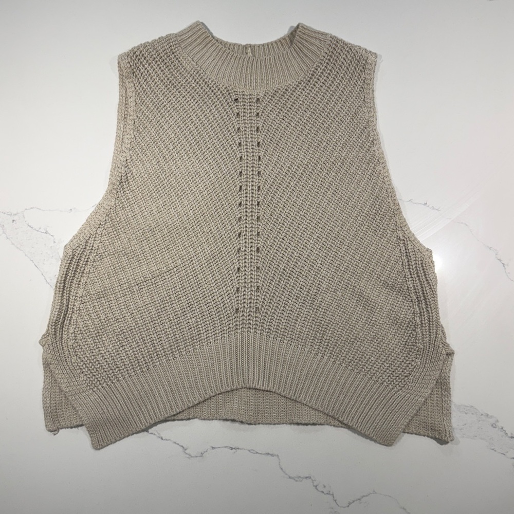 Express Beige Knit Sleeveless Sweater Vest